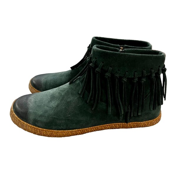 UGG Shenandoah Pine Suede Fringe Boho Western Ankle Boots Size 8.5 Green NEW NIB - Picture 5 of 16